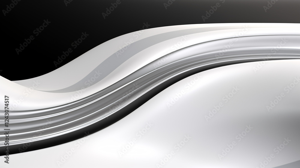 Poster an abstract minimalist silver and white energy design with a glossy texture, perfect for technology 