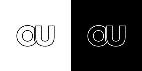 Letter O and U, OU logo design template. Minimal monogram initial based logotype.