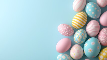 Obraz premium Easter day celebration with pastel tone eggs festive colors bright space joyful spirit