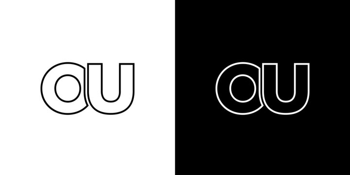 Letter O and U, OU logo design template. Minimal monogram initial based logotype.