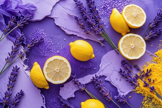 Vibrant Abstract Design Featuring Bright Lavender and Lemon Textures