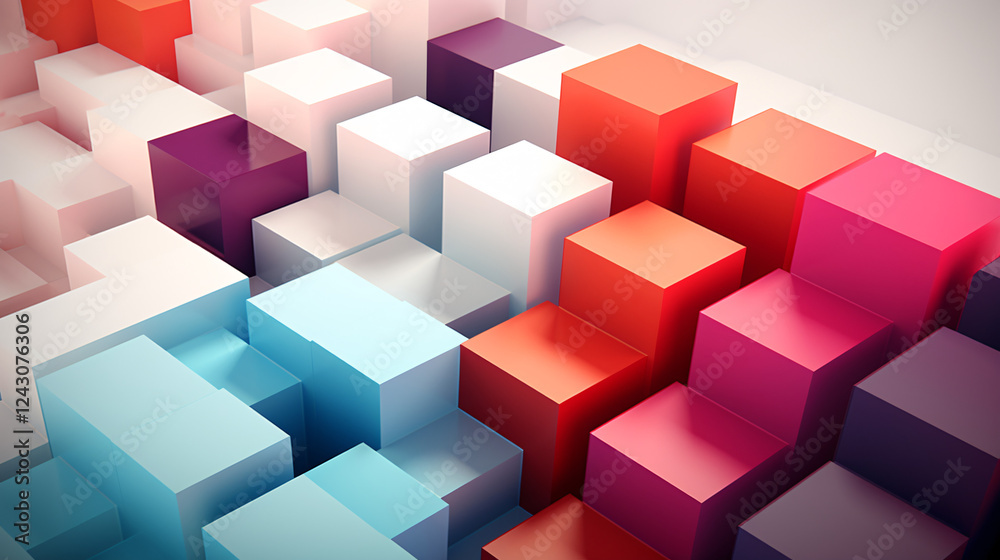 Aufkleber An abstract illustration representing building blocks in architecture, ideal for technology displays and presentations.

