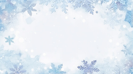 white background, snow blurred, snowflakes empty copy space, blank winter christmas letter postcard design