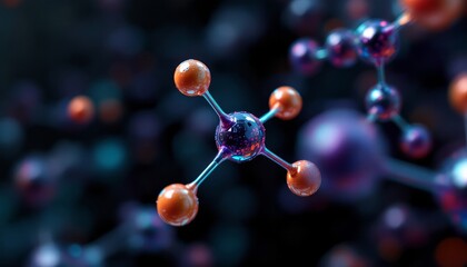 Microscopic Molecular Structure: A Detailed 3D Rendering of Atoms Bonds and  Chemical Elements