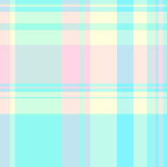 Dimensional vector check texture, cotton seamless tartan pattern. Bright background textile fabric plaid in light and teal colors.