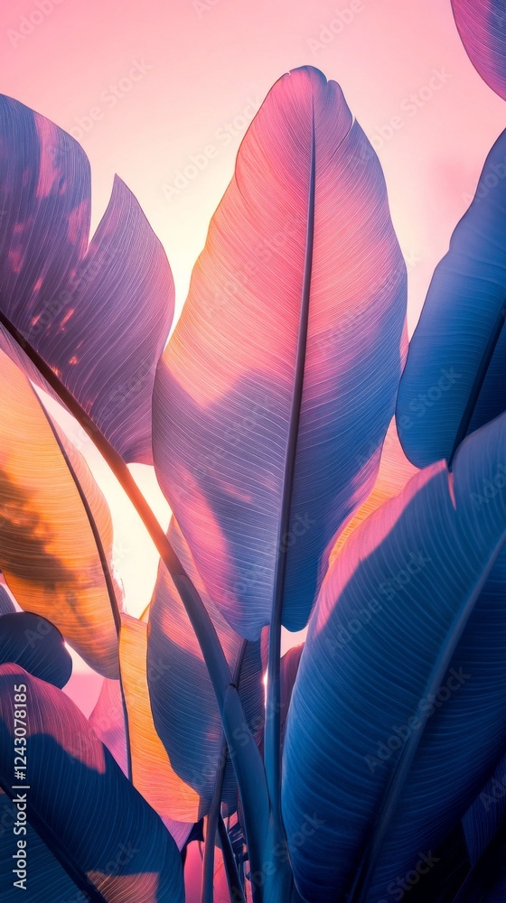 Aufkleber lush foliage stands tall, illuminated by the warm colors of the setting sun. the intricate textures 