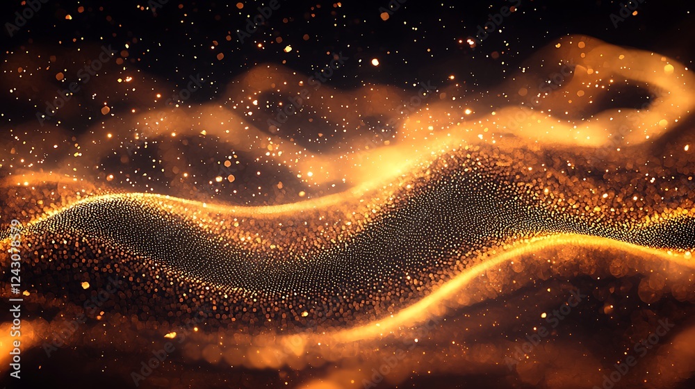 Wall mural wavy abstract shapes with a glittering effect, creating a magical, ethereal look for modern digital 