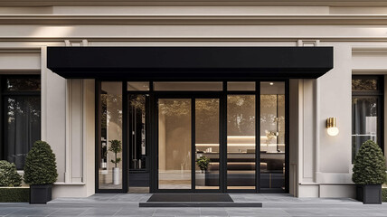 Inviting flower shop entrance with elegant design and floral decoration. Ideal for branding and retail concepts.