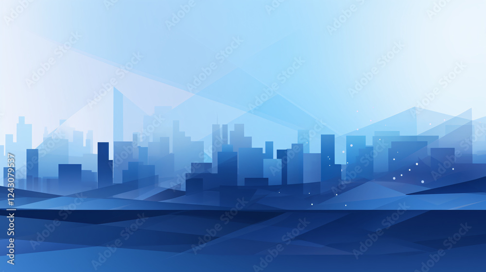 Poster a blue monochrome 2d flat line art background, offering a minimalistic and modern tech design.