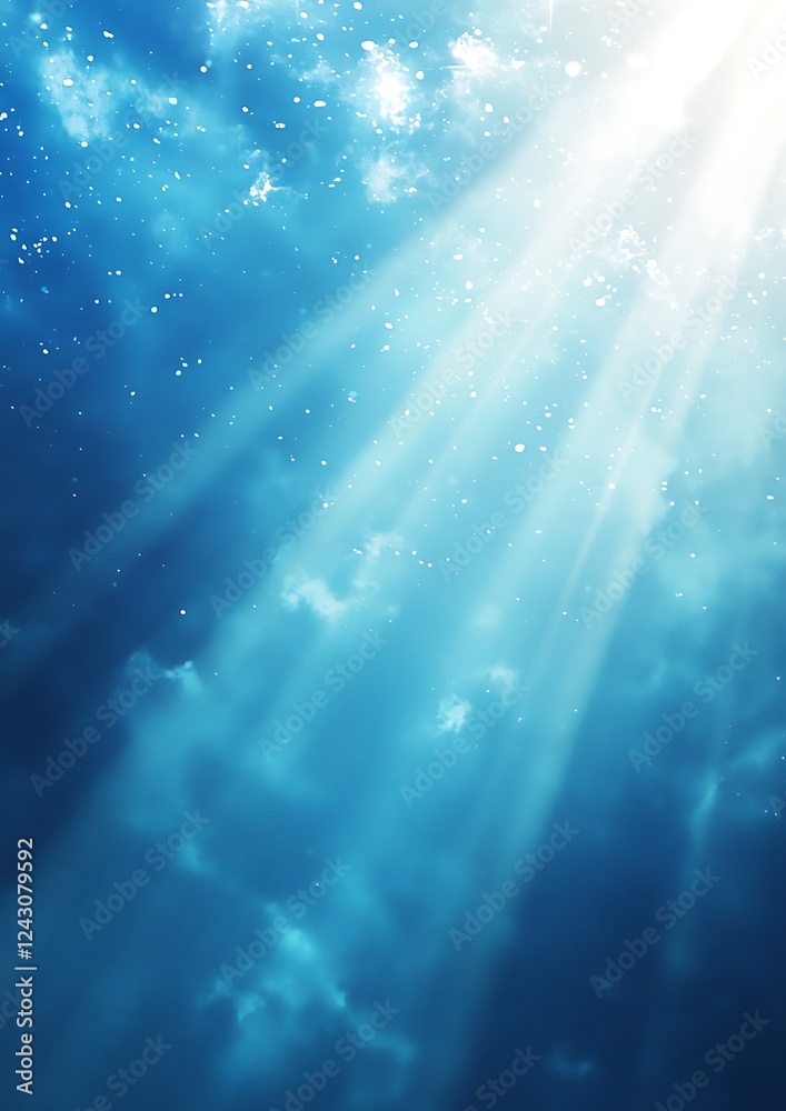 Wall mural white and blue abstract background shining with bright light, featuring a grainy noise texture and a