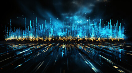 Blue technical data streams symbolizing hacking against a blue background, ideal for tech-themed presentations.

