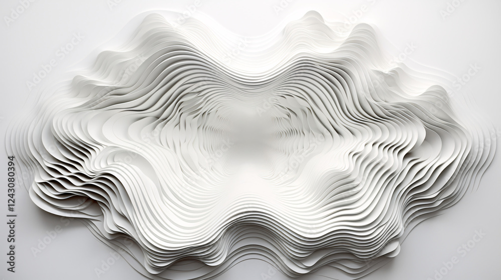 Poster Circular sound waves creating ripples on a white background, perfect for product display and framing.

