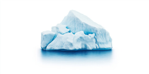 Obraz premium Glacier melting into a lake, isolated on white background