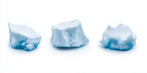 Fototapeta premium Glacier melting into a lake, isolated on white background