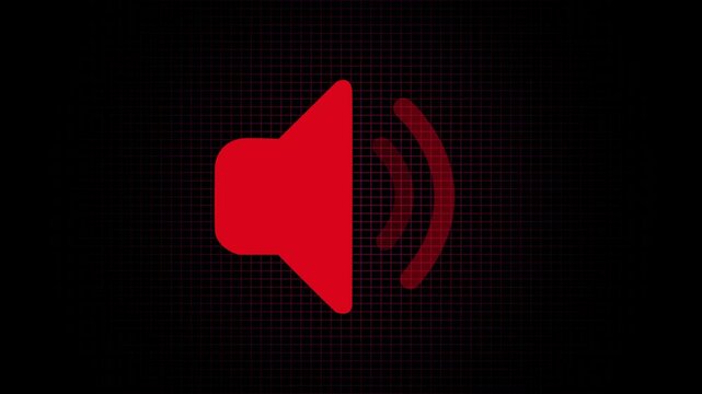 abstract sound icon audio music speech frequency speaker animation on a black background. Volume waveform with sound wave animated. 4k animation.