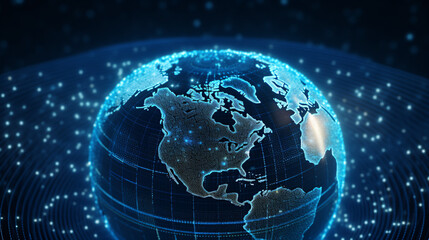 Fototapeta premium Earth-focused visualization highlighting global features through binary representation, emphasizing interconnectedness and digital mapping precision.
