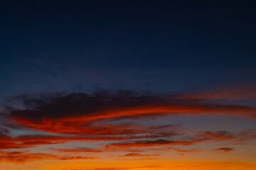 Dramatic clouds at sunset or sunrise. Partly cloudy sky