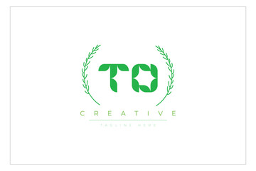 TO letters eco logo with leaf. Fresh nature and healthy leaf logo design.