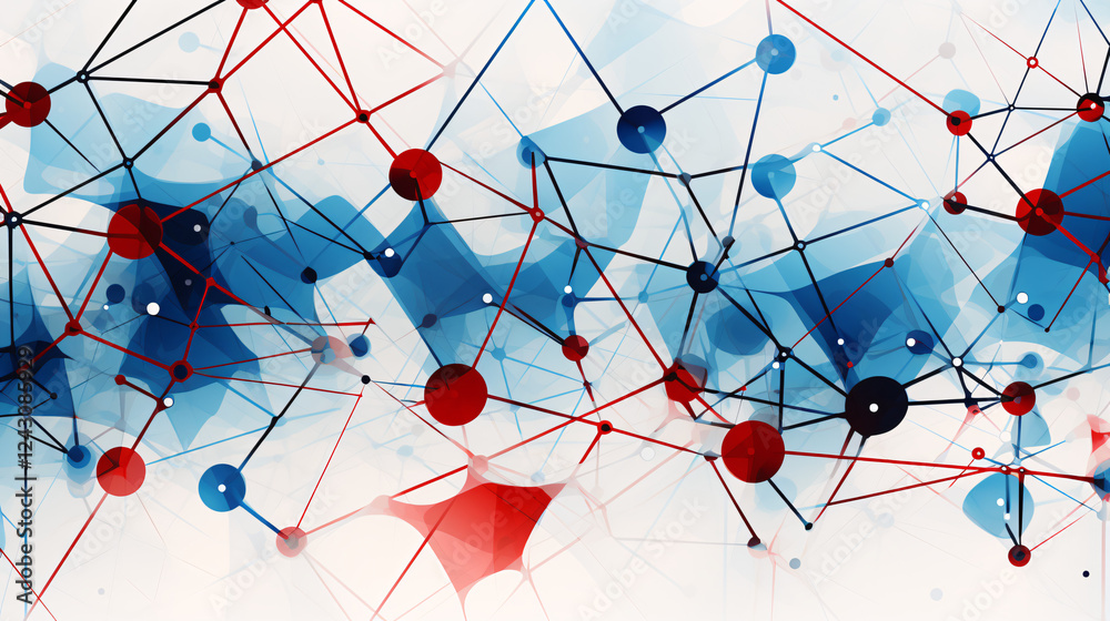 Poster A pattern of intersecting blue and white lines creates a modern, tech-inspired background for displays.

