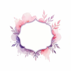Elegant floral frame with watercolor flowers on white background.
