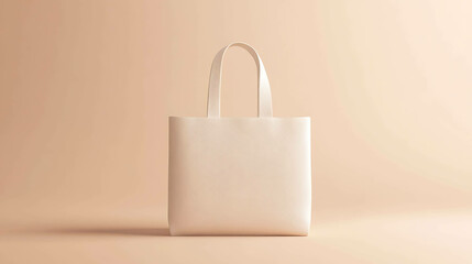 Stylish tote bag with no logos on a pastel beige surface