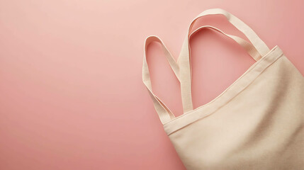 Stylish tote bag with no logos on a pastel beige surface