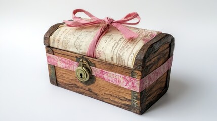 A small yet elegant DIY treasure box filled with cute wrapped surprises and decorative items.