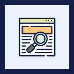 Webpage Research Icon: Magnifying Glass on Document