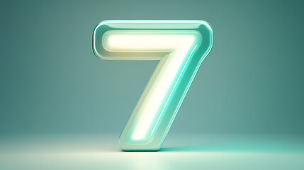 smooth, futuristic number 7 with glowing edges and soft lighting, seamlessly blending into a white background