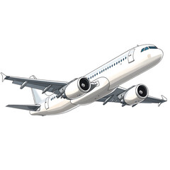 Obraz premium Passenger airplane clipart, isolated on a transparent background