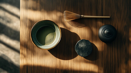 伝統的な茶道具で楽しむ本格抹茶の時間 | 温かな木漏れ日