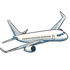 Passenger airplane clipart, isolated on a transparent background