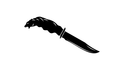 hunting knife emblem, black isolated silhouette