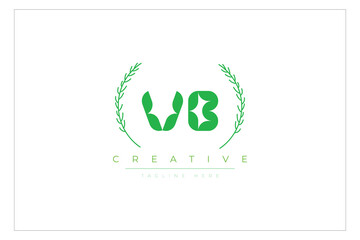 VB letters eco logo with leaf. Fresh nature and healthy leaf logo design.