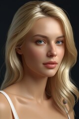 Fototapeta premium a close up of a woman with blonde hair and blue eyes
