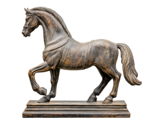Majestic equestrian statue of horse in dynamic pose, showcasing intricate details and craftsmanship. Perfect for art lovers and collectors