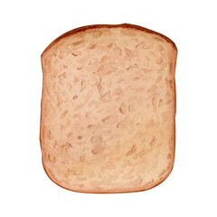 Rustic whole-grain bread slice with a warm, homemade feel. A healthy choice illustrated in watercolor, perfect for recipe books, food blogs, and organic product packaging.