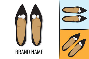 Elegant female shoes logo. Woman's shoe footwear logotype. Women boots logo