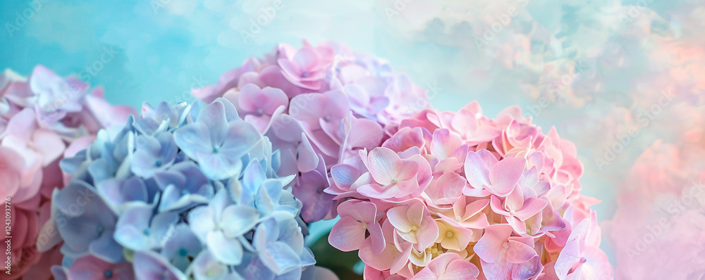 Aufkleber blooming hydrangea flowers creating a serene and dreamy atmosphere