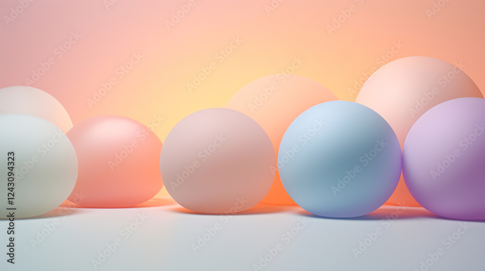 Aufkleber a light gradient of various pastel colors with sphere balls, perfect for display and technology pres