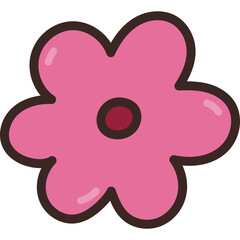 Lovely naive meadow flower in simple hand drawn style with outline. Cute floral doodle form 60s and 70s