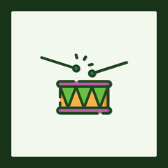 Vibrant Drum Icon: Rhythmic Percussion Instrument Graphic