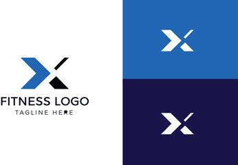 letter X fitness emblem logo