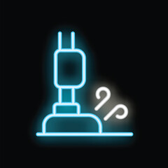 Obraz premium Neon cleaning concept with a vacuum cleaner removing dust particles from the floor, ideal for hygiene and sanitation themes