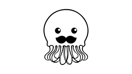 jellyfish with mustache simple cute funny vector illustration