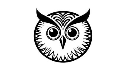 cute circle owl beautiful black and white simple illustration, simple ball owl vector illustration