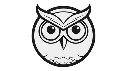 owl face in a circle, owl circle outline illustration shape silhouette 