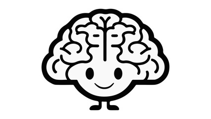 vector illustration of a human brain with cute smiling face