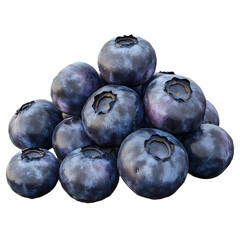 Obraz premium Fresh Blueberries Piled Together, Healthy Fruit with Nutrients and Antioxidants, Isolated on Transparent Background PNG