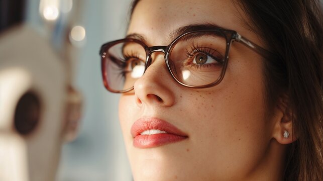 Woman with glasses in thoughtful expression. Ideal for intellectual lifestyle, modern professionalism, and authentic portrait content.